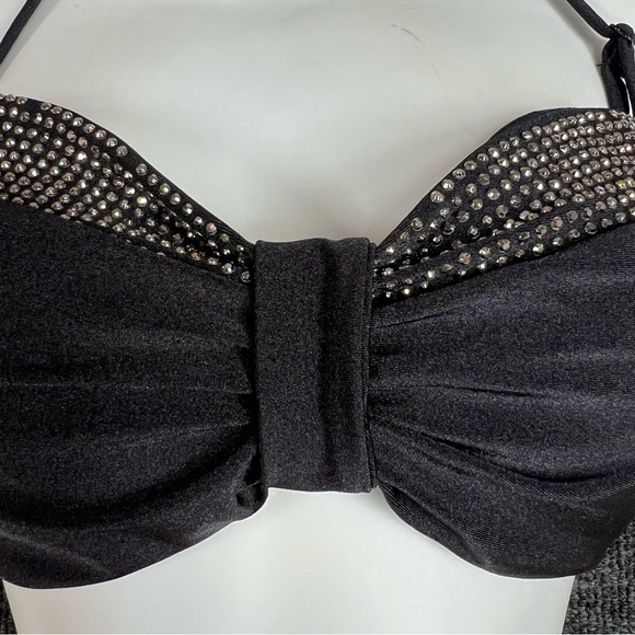 Kardashsian Kollection Swimwear Black Rhinestone Halter Top Women's Size XL - Picture 6 of 8